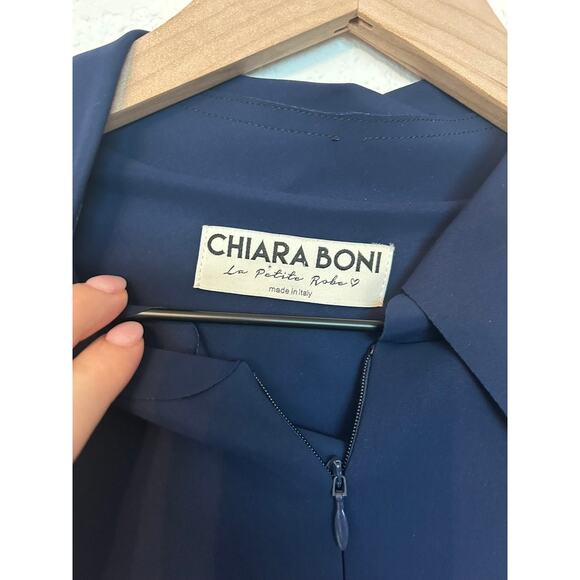 CHIARA BONI Women's Emeraldiah Front-zip Cocktail Midi-dress In Blue Notte - Picture 3 of 6